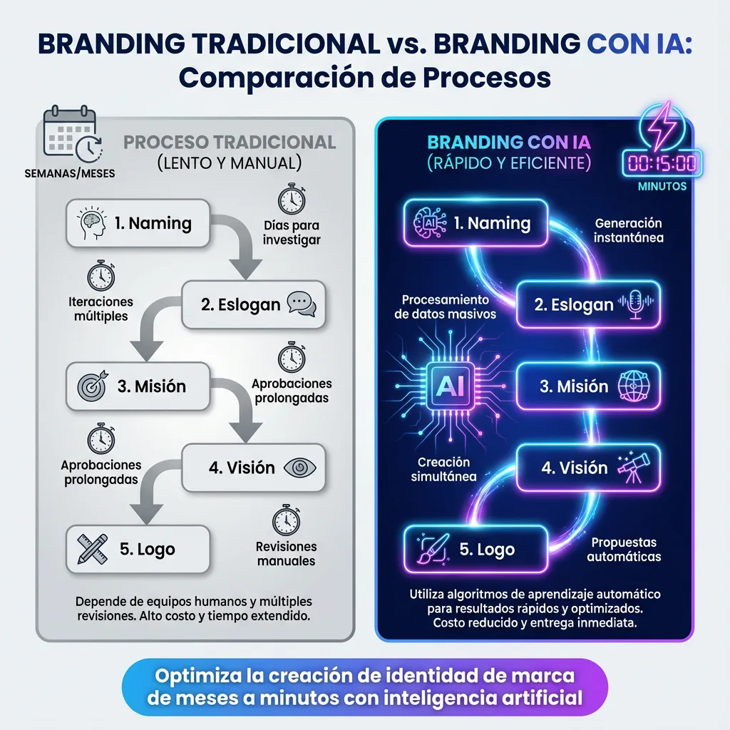 Infografía: Branding tradicional vs branding con IA