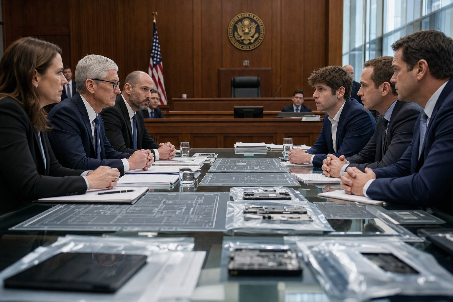 Apple y OpenAI frente a frente en un tribunal con planos de hardware y componentes sellados