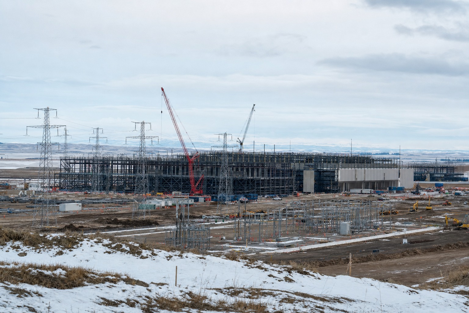 Centro de datos de Meta en construcción en Alberta, Canadá, como representación editorial de su nueva apuesta por infraestructura de IA