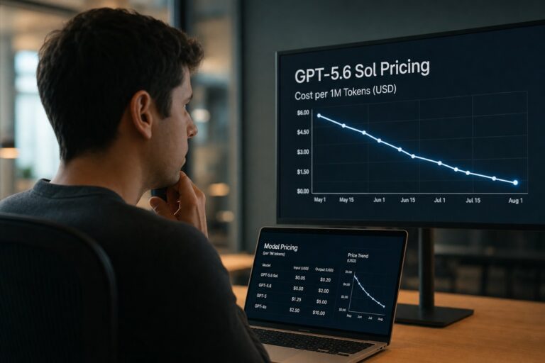 Ilustracion editorial realista sobre la rebaja de precio de GPT-5.6 Sol de OpenAI para desarrolladores